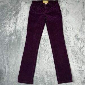 J. Crew Purple Matchstick Corduroy Pants Women Size 26R Straight Leg